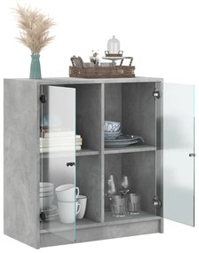 betonszürke kisszekrény üvegajtókkal 68 x 37 x 75,5 cm