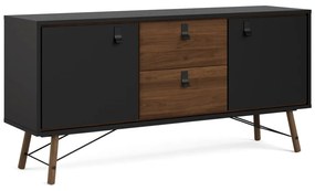 Fekete komód diófa dekorral 150x72x40 cm Ry – Tvilum
