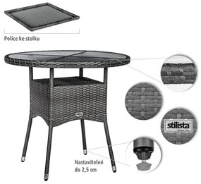 STILISTA Kerti asztal  80 x 80 x 75 cm polyrattan krém