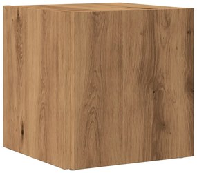kézműves tölgy színű szerelt fa kisszekrény 33 x 33 x 34 cm