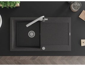 Mexen Leo, gránit mosogató 900x500x190 mm, 1 kamrás és Duero króm csaptelep, fekete foltos, 6501-76-671600-00