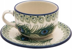 Csésze 200 ml csészealj Ceramika Artystyczna Boleszláv Páva Toll 2125