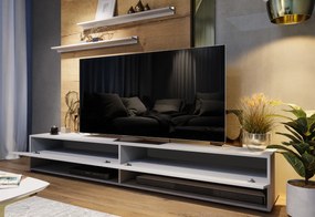 ELPASO 33 nappali fal + Led világítás, fehér/magasfényű fehér