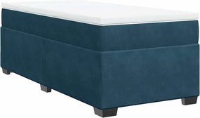 vidaXL sötétkék bársony rugós ágy matraccal 90 x 200 cm