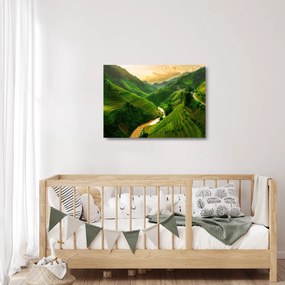 Üveg kép - Mu Cang Chai rizsteraszok (70x50 cm)