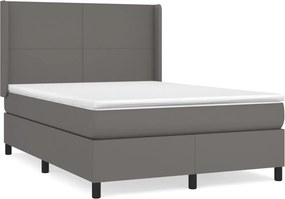 vidaXL szürke műbőr rugós ágy matraccal 140x190 cm