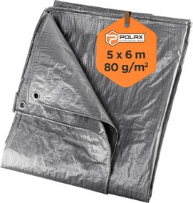 Ponyva Ezüst-Fekete 5x6m 80g/m2 Megerősített vízálló Polax szemek