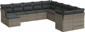 vidaXL 11 részes szürke polyrattan kerti ülőgarnitúra párnákkal