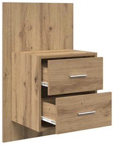 vidaXL Fali éjjeli szekrény 2 pcs Artisan tölgy 48,5 x 32,5 x 80 cm