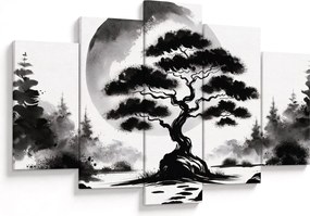 Kép – Fekete-fehér bonsai (150x105 cm)