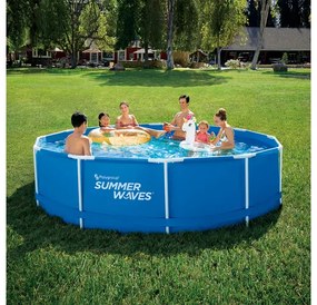 Polygroup Summer Waves® Fémlábas kék medence 3,66mx91cm, papírszűrős vízforgatóval, létrával (SW MF366X91FPD)