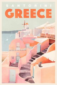 Illusztráció Travel Poster Santorini Jewel, The Whiskey Ginger