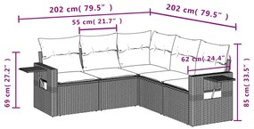 5 részes szürke polyrattan kerti ülőgarnitúra párnákkal