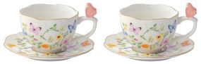 Pillangós porcelán eszpresszó kávés csésze 2 személyes díszdobozban Dancing Butterflies