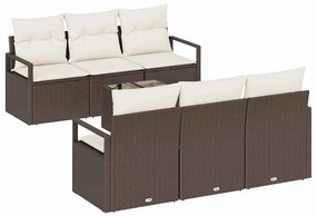 vidaXL Kanapé Szett 7 pcs Barna és Krém polirattan
