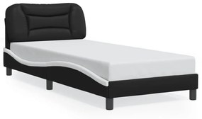 fekete és fehér műbőr ágykeret LED-világítással 80 x 200 cm