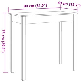 viaszbarna tömör fenyőfa tálalóasztal 80x40x75 cm