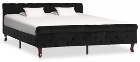 Fekete bársony ágykeret 160 x 200 cm