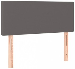 szürke műbőr rugós ágy matraccal 80 x 200 cm
