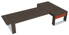 Verno+ S asztal 200 x 370 cm, kiegészítő íróasztallal, antracit tölgy / narancs