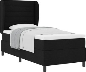 vidaXL Boxrugós ágy matracmal fejtámlával Fekete 90 x 190 cm szövet