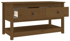 Mézbarna tömör fenyőfa dohányzóasztal 102 x 49 x 55 cm