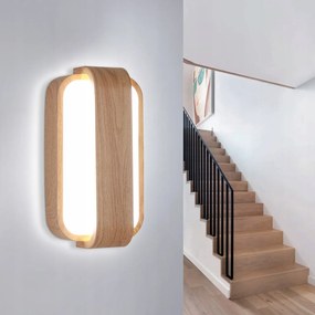 Kinkiet Led Naturalny Kolor Drewna, Akrylowa Lampka Nocna 27 cm 13 W 6500K