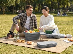 Összecsukható piknikkosár TRIGO 3 az 1-ben, szürke