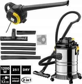 Műhelyporszívó fúvó funkcióval 1200 W 25 L 2in1