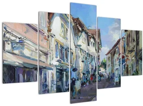 Kép - régi város sikátora, akril festmény (150x105 cm)