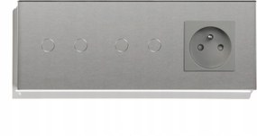 Üveg Érintőkapcsoló Négyes 2+2 Aljzattal Led Háttérvilágítással