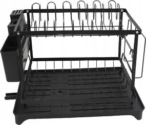 Edényszárító Álló Kétszintes Nagy Csepegtető Fekete 42X30X29 CM