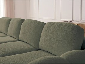 Zöld buklé kinyitható-tárolóhelyes sarokkanapé (jobb oldali-heverő résszel) Montaigne – Bobochic Paris