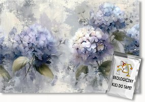 Fotótapéta Flizelina Fal Beton Lila Virágok Hortenzia 400x280 ragasztó