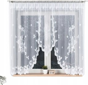 Fehér kész függöny jacquard kész függöny virágokkal 160x300 ív