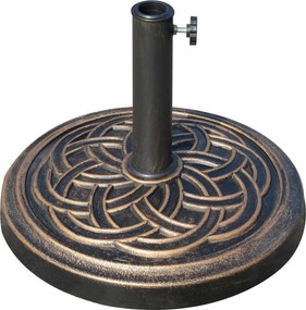 Outsunny Kerti Napernyő Talapzat 12 kg Nettó Tömeg Kerek Napernyő Állvány 38mm/48mm Polcokhoz Gyanta és Acél Kültéri Teraszhoz, Patio Ø45x33 cm Bronz