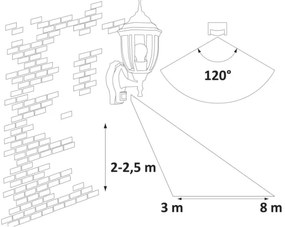 Rabalux 8458 - Kültéri fali lámpa a mozgásérzékelős NIZZA 1xE27/60W/230V