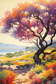 Poszter 61x90,5cm Színes Alkonyat a völgy felett