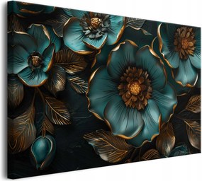 Modern vászonkép a nappaliba Türkiz csokor Virágok 3D 80x120