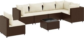vidaXL 7 részes barna polyrattan kerti ülőgarnitúra párnákkal