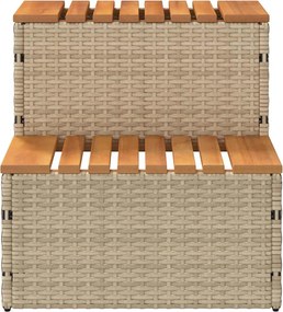 pezsgőfürdő lépcső bézs 50x50x50,5cm polyrattan és akácfa