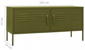olívazöld acél TV-szekrény 105 x 35 x 50 cm