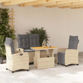 4 részes bézs polyrattan kerti étkezőgarnitúra párnákkal