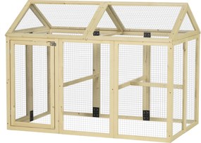 Tyúkól fa tyúkketrec kültéri kifutó 140 x 88.5 x 106 cm dróthálós tető zárható ajtók baromfi ketrec tyúkok nyulak kacsák számára