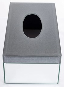 Vetrario design víztiszta-szürke szögletes körbe tükrös borítású zsebkendőtartó doboz 10,5x26x15cm