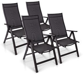 London, kerti szék, 4 darabból álló készlet, textil, alumínium, 6 pozíció, összecsukható