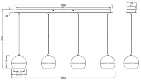 Trio - Csillár zsinóron FLETCHER 4xE14/40W/230V réz