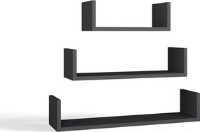 MOBI 3P fali polcok 80/60/40x20x14 cm, antracit (3 részes)