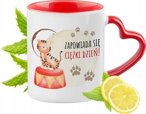 Tigris Bögre Piros Szív Alakú Füllel Ajándék