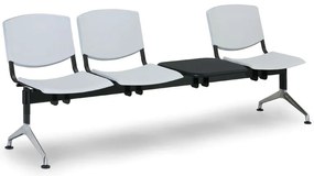 Design műanyag pad, 3 üléses + asztal, fekete
